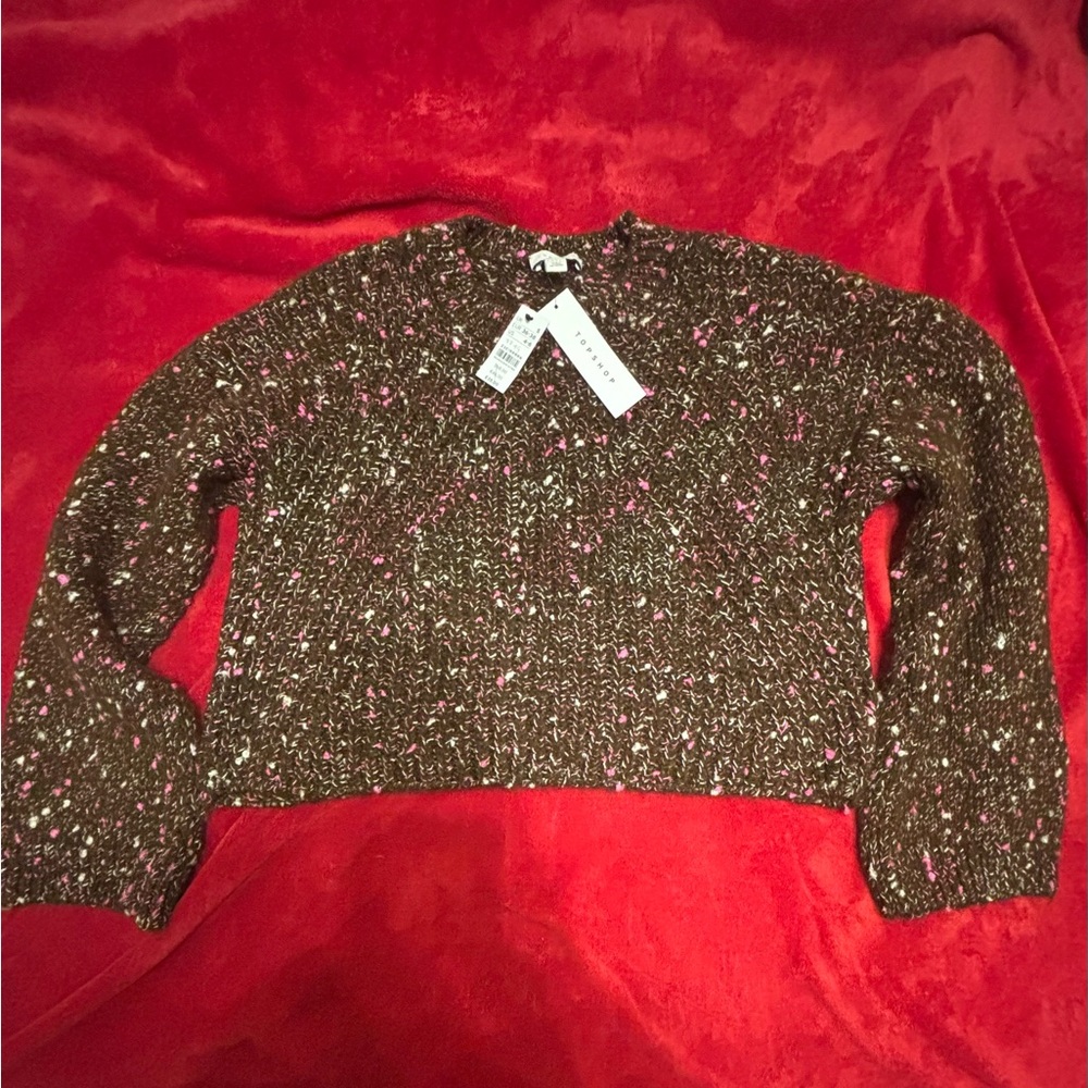 Topshop Brown and Pink Speckled Sweater